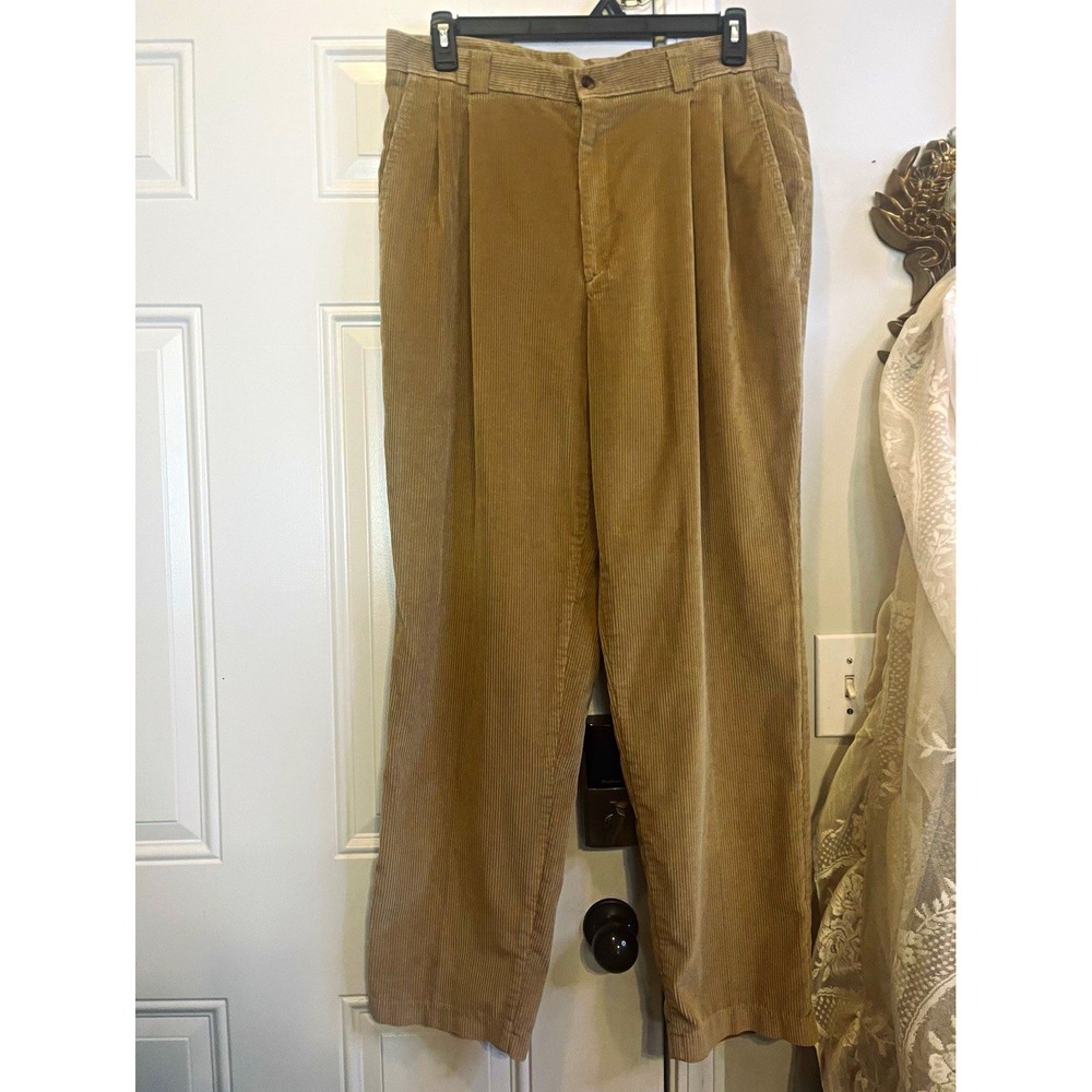 Savane Process 2000 Tan Corduroy Pleated Dress Pants Straight Leg 36W